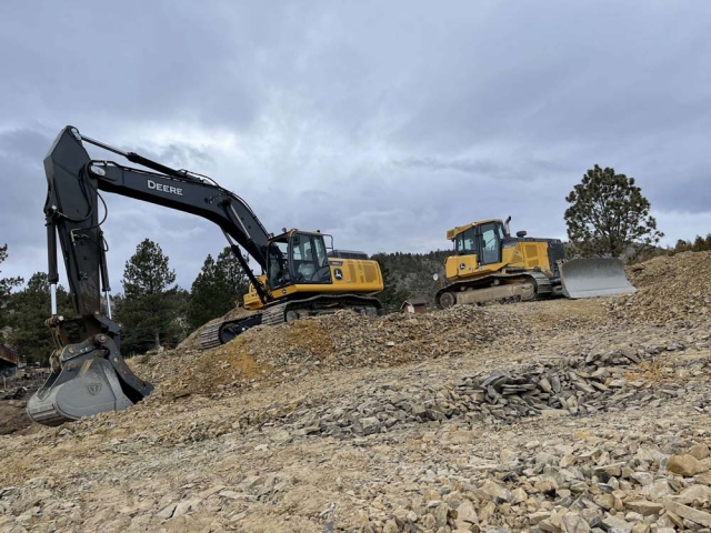 Excavator digging in Montana 
